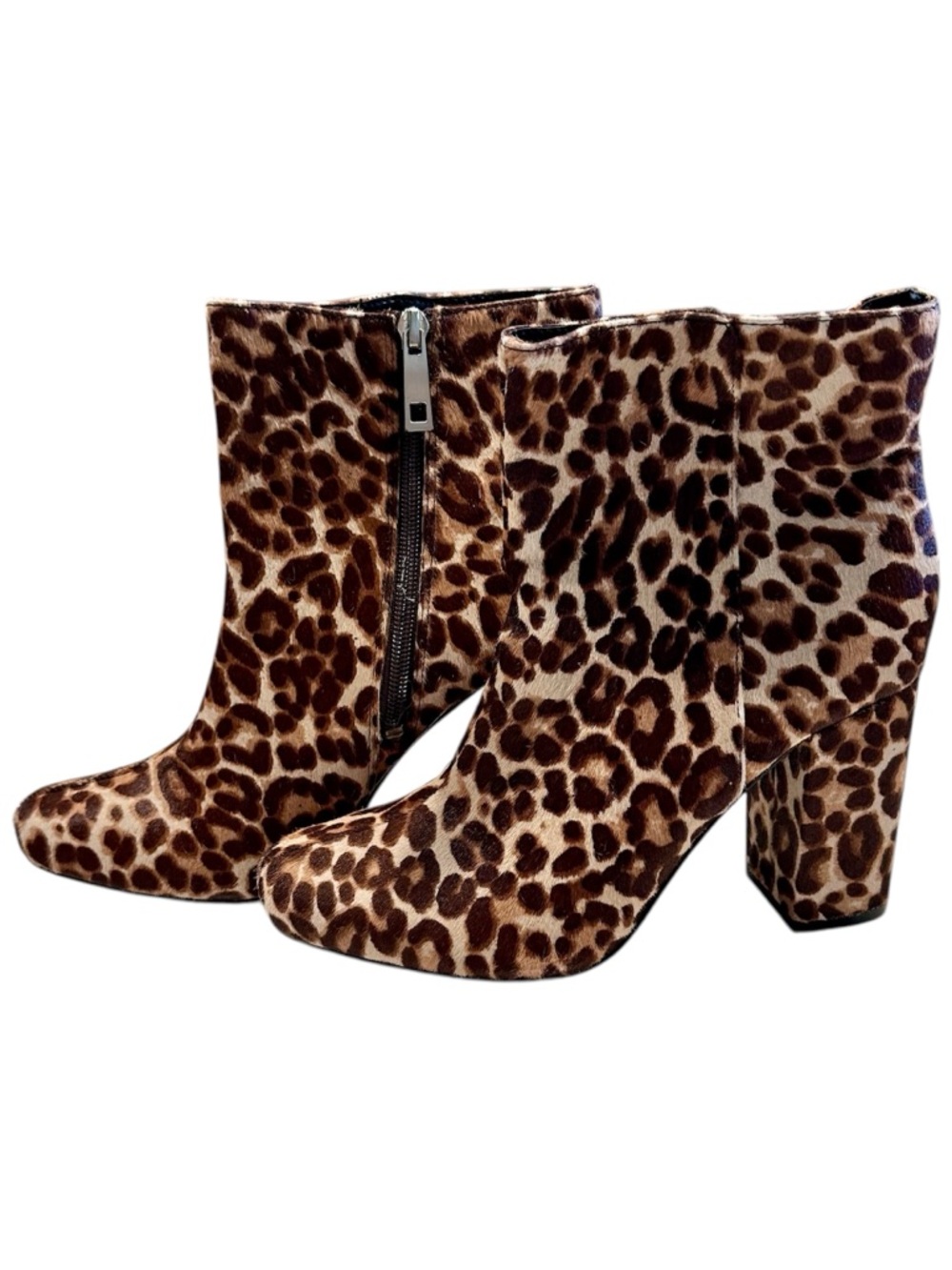 Charles David Leopard Print Block Heel Ankle Boots - Brown/Tan - Size: 9 - Picture 2 of 10